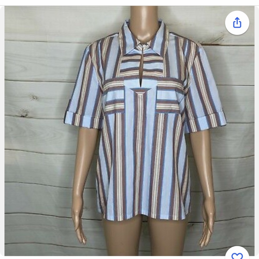 Tory Burch NEW Striped Short Sleeve Shirt